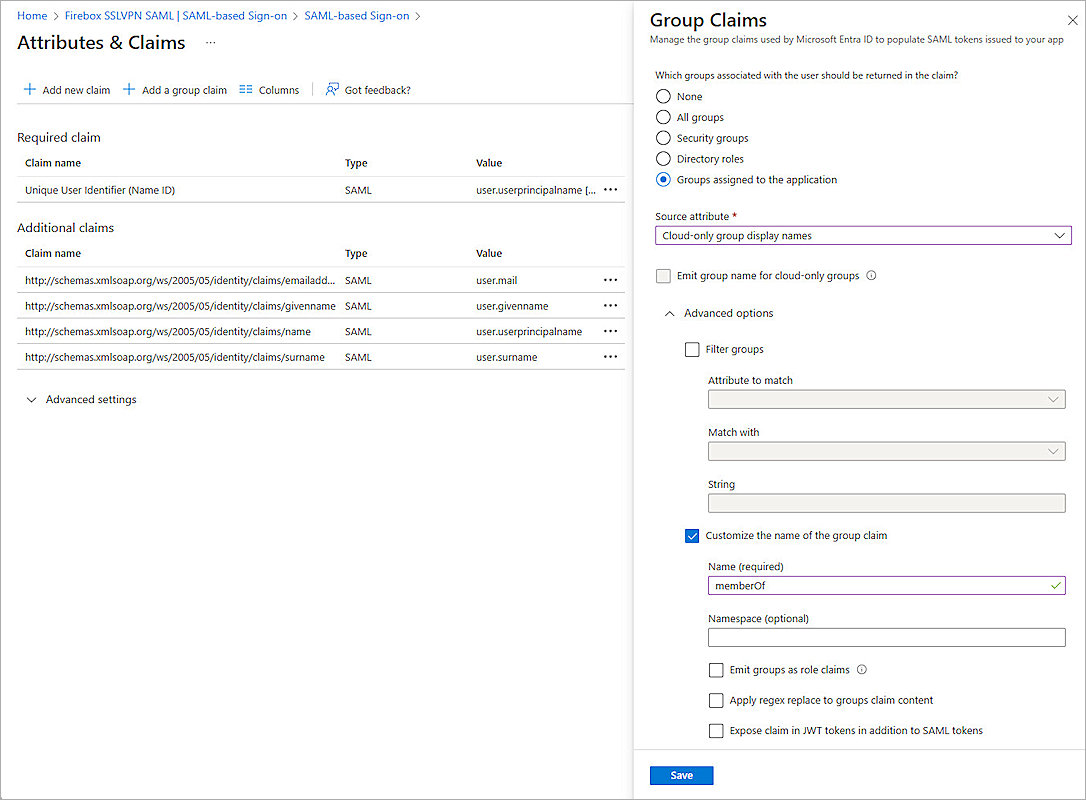 Screenshot of Entra ID, Azure SAML app setup 7